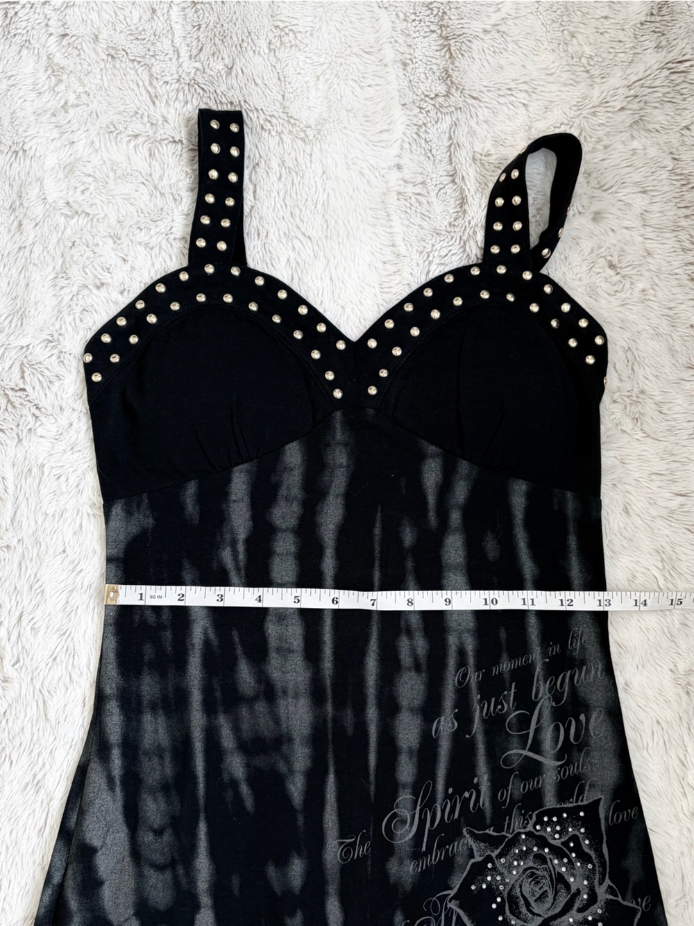 🖤 Vintage Y2K South Pole Mini Dress Studded Rhinestone Tattoo McBling Goth Glam - Picture 8 of 11